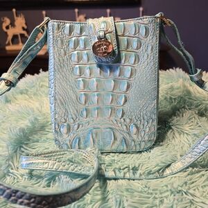 Brahmin Turquoise Embossed Crossbody Bag